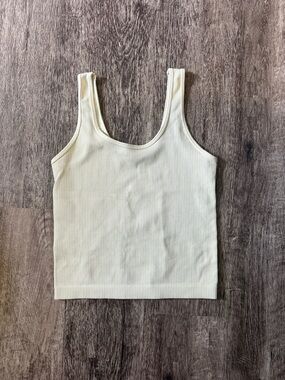 Women's Ribbed Tank Top in light green/cream